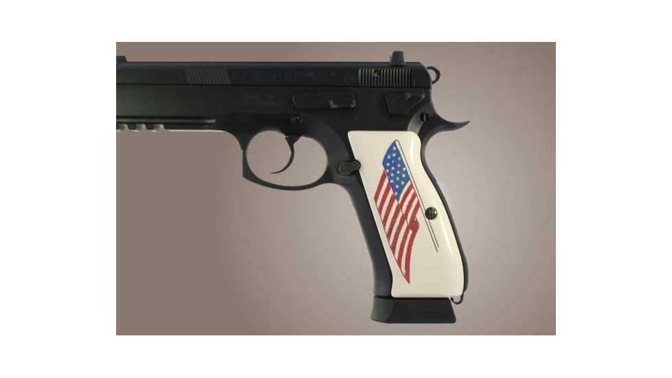 Hogue CZ 75 Scrimshaw Ivory Polymer - American Flag 75022