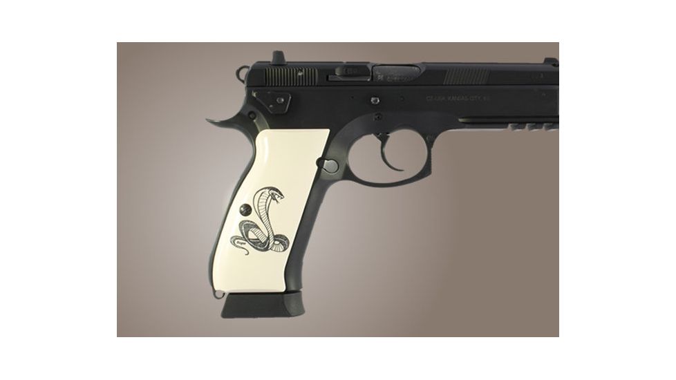 Hogue CZ 75 Scrimshaw Ivory Polymer - Cobra Snake 75025