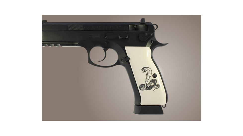 Hogue CZ 75 Scrimshaw Ivory Polymer - Cobra Snake 75025