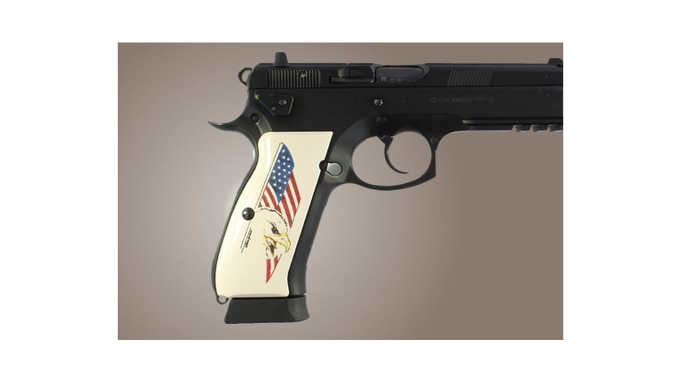 Hogue CZ 75 Scrimshaw Ivory Polymer - Eagle with Flag 75023
