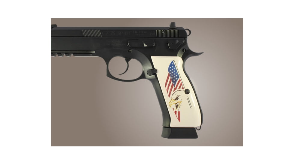 Hogue CZ 75 Scrimshaw Ivory Polymer - Eagle with Flag 75023