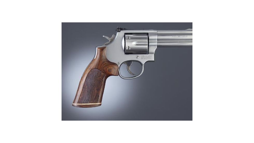 Hogue Dan Wesson SmallFrame Rosewood No Finger Groove, Stripe/Cap, Checkered 57931