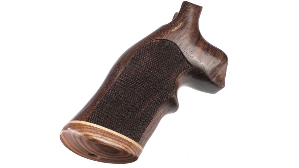 Hogue Dan Wesson SmallFrame Rosewood Top Finger Groove, Stripe/Cap, Checkered 57941