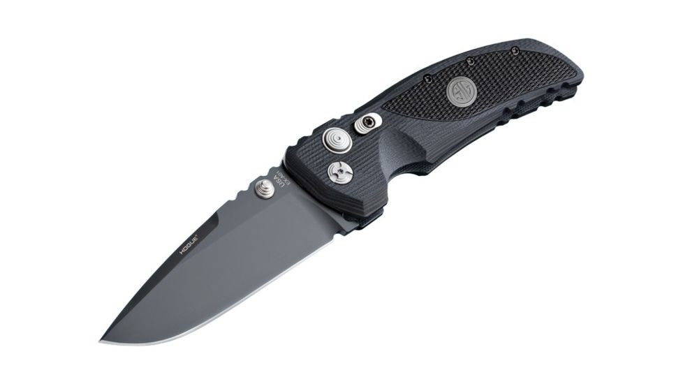 Hogue EX-01 3.5in Sig Tactical Folder Drop Point Blade, Grey PVD, G-10 with Sig Medallion, Black 36172