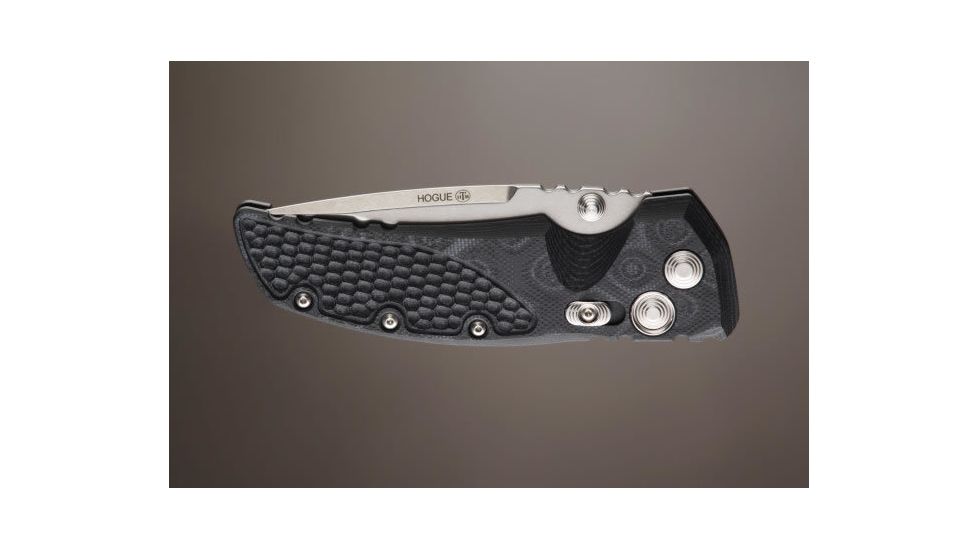 Hogue EX-01 3.5in Tactical Folder Drop Point Blade Tumble Finish G-10 Frame - G-Mascus Black 34179
