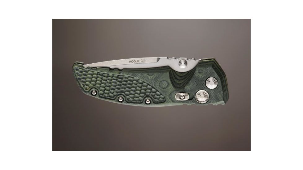 Hogue EX-01 3.5in Tactical Folder Drop Point Blade Tumble Finish G-10 Frame - G-Mascus Green 34178