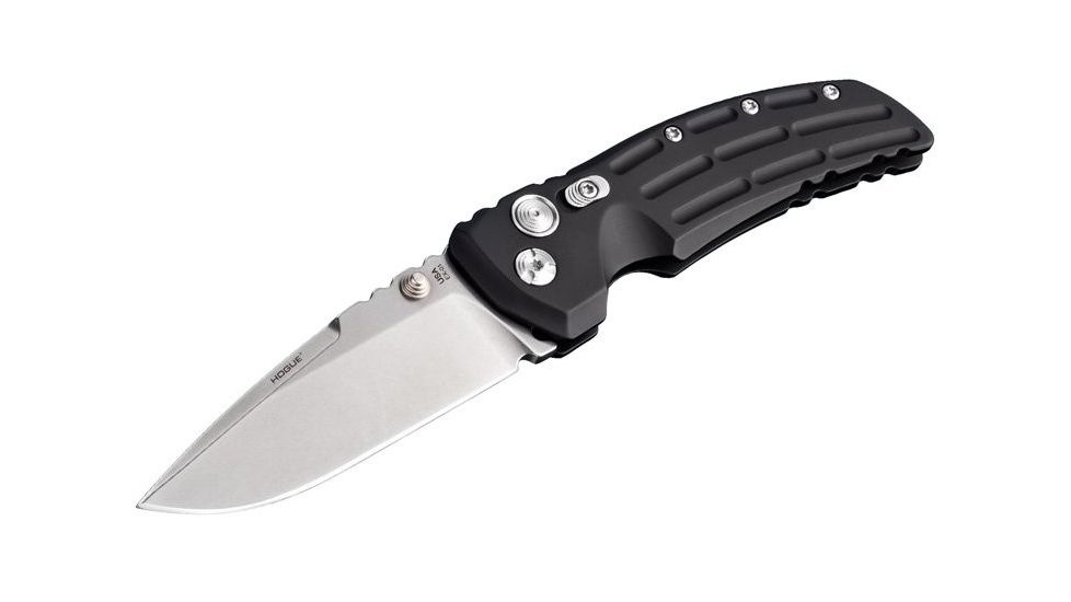 Hogue EX-01 3.5in Tactical Folder Drop Point Blade Tumble Finish Alum Frame - Matte Black 34170