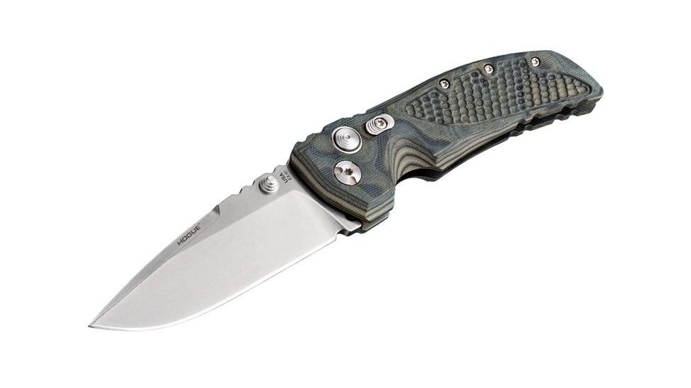 Hogue EX-01 3.5in Tactical Folder Drop Point Blade Tumble Finish G-10 Frame - G-Mascus Green 34178