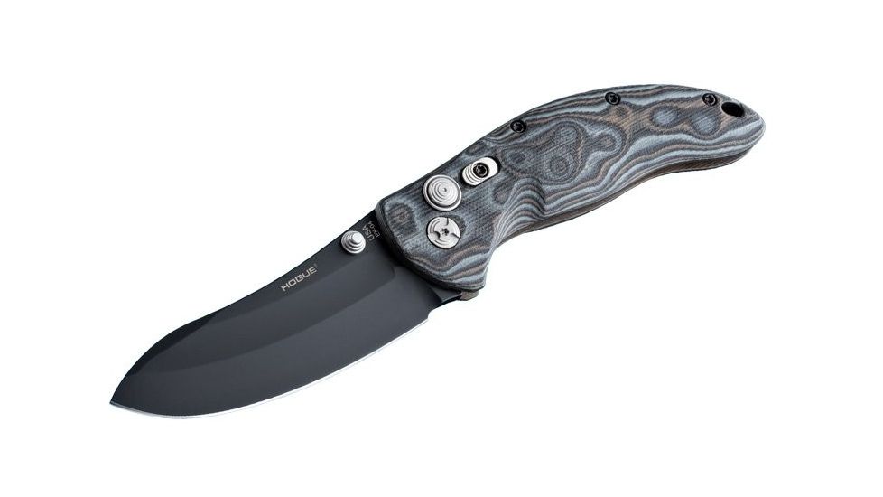 Hogue EX-04 4in Folder Upswept Blade Black Finish G-10 Frame - G-Mascus Black/Gray 34459