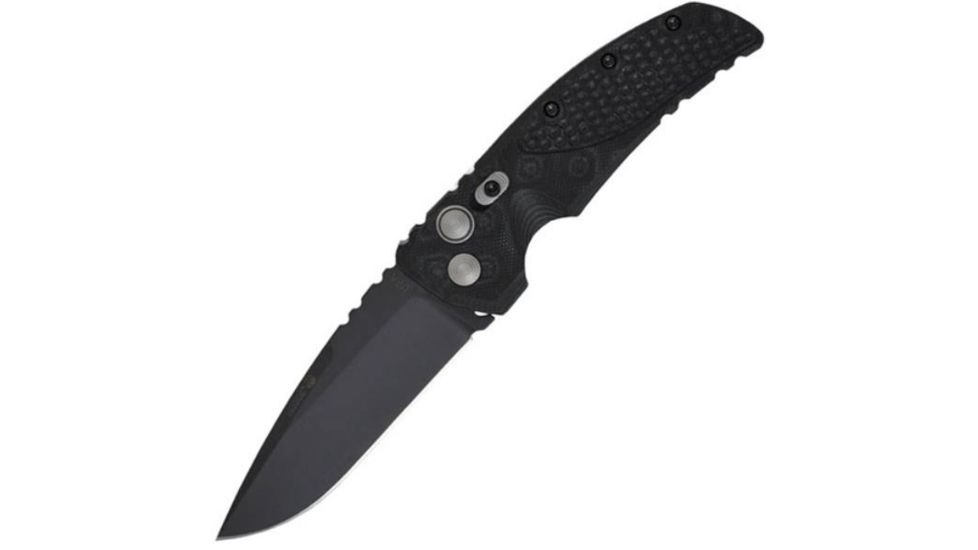Hogue EX-A01 Automatic Tactical Folding Knife, 3.5in, 154CM Stainless Steel, Black Cerakote Drop Point Blade, G-Mascus Black G10 Handle, 34139