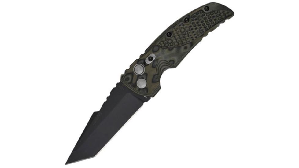 Hogue EX-A01 3.5in Automatic Folder Tanto Blade Black Kote G-10 Frame,G-Mascus Green 34128