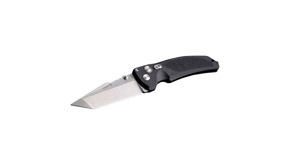Hogue EX-A03 3.5in Automatic Folder Drop Point Blade Tumbled Finish Polymer Frame,Matte Black 34336