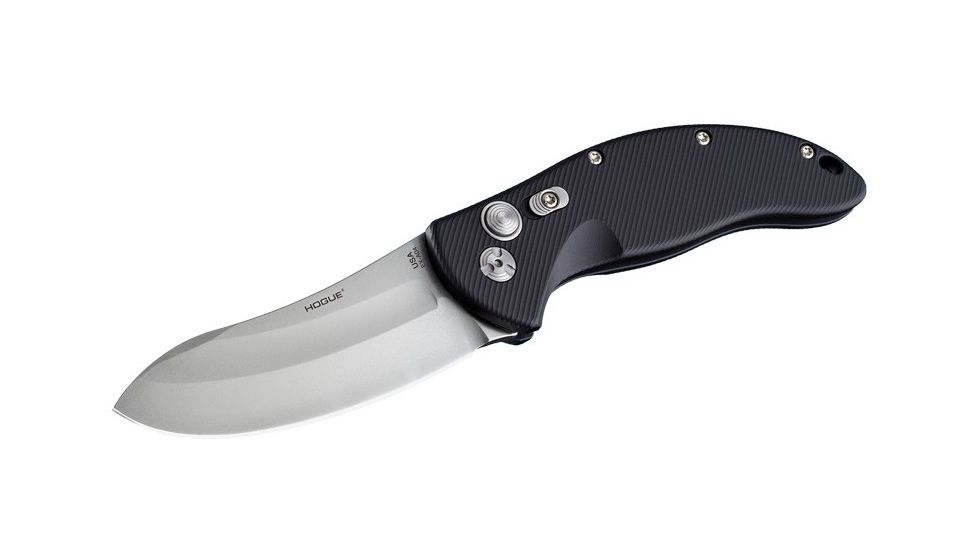 Hogue EX-A04 3.5in Automatic Folder Upswept Blade Tumbled Finish Alum Frame - Matte Black 34436
