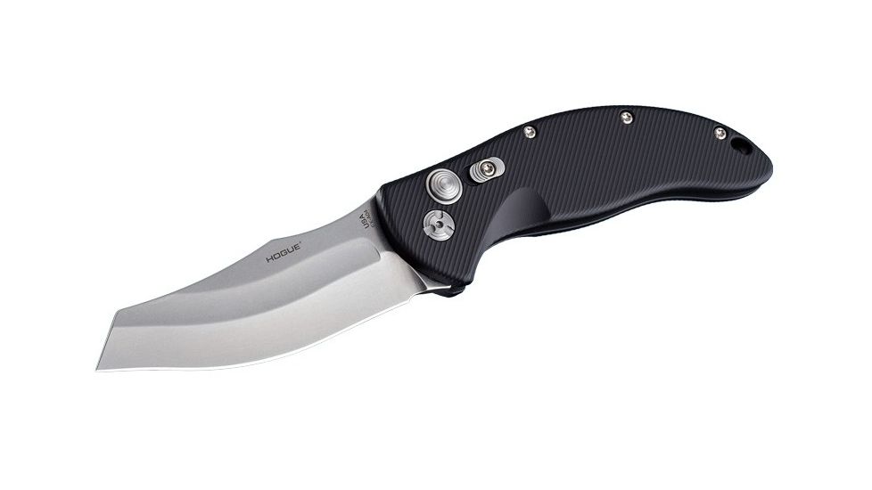 Hogue EX-A04 3.5in Automatic Folder Wharncliffe Blade Tumbled Finish Alum Frame - Matte Black 34426