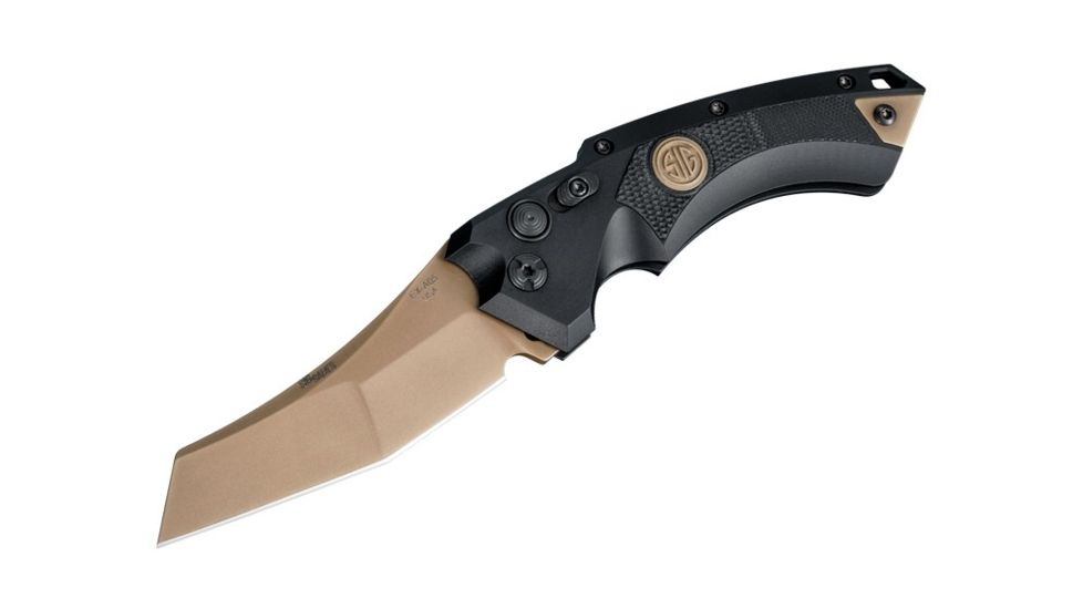 Hogue EX-A05 Sig Emperor Scorpion Automatic Folding Knife, 3.5in, Wharncliffe Blade, FDE PVD Finish, Black Aluminum/G10 Frame, 36520