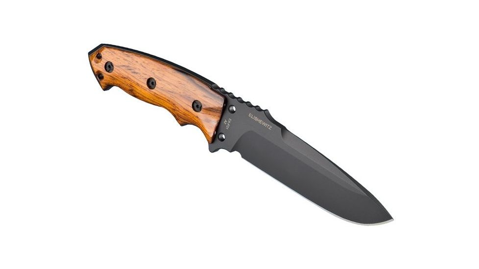 Hogue EX-F01 5 1/2in. Fixed Drop Point Blade A-2 Black Kote Wood Scales, Coco Bolo 35176