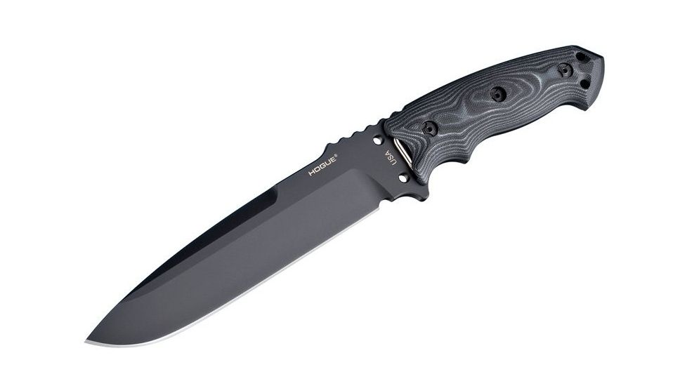 Hogue EX-F01 7in Fixed Drop Point Blade A-2 Black Kote G-10 Scales - G-Mascus Black 35159