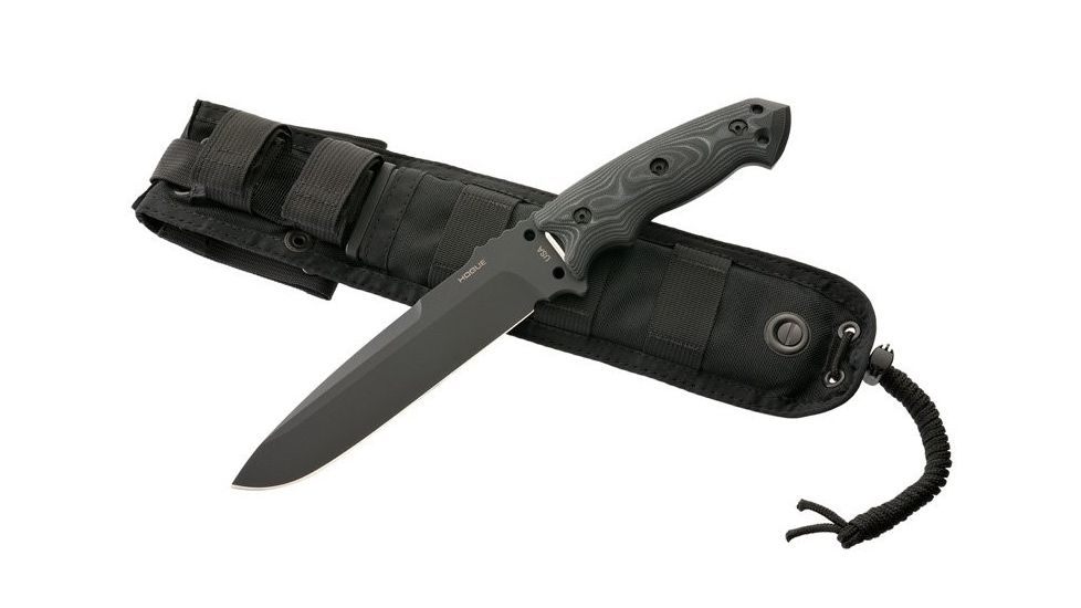 Hogue EX-F01 7in Fixed Drop Point Blade A-2 Black Kote G-10 Scales - G-Mascus Black 35159