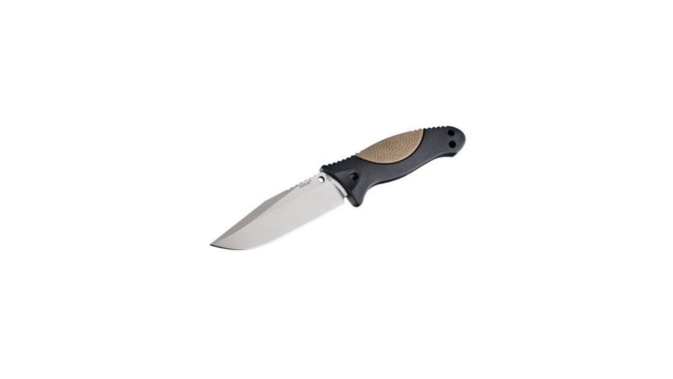 Hogue EX-F02 4.5in Fixed Clip Point Blade Tumbled Finish Auto Retention Sheath Black,Rubber OverMolded Frame Dark Earth 35273