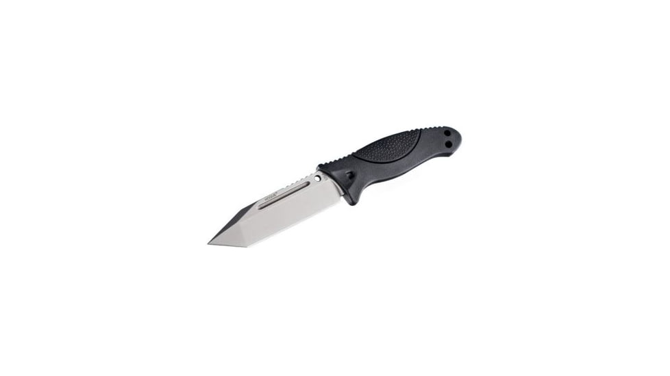 Hogue EX-F02 4.5in Fixed Tanto Blade Tumbled Finish Auto Retention Sheath Black,Rubber OverMolded Frame Black 35260