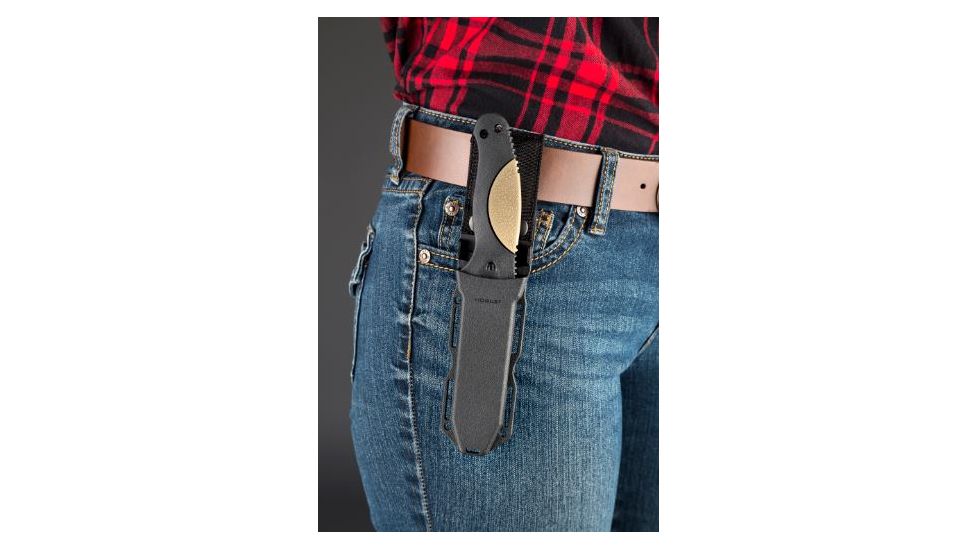 Hogue EX-F02 4.5in Fixed Clip Point Blade Tumbled Finish Auto Retention Sheath Black,Rubber OverMolded Frame Dark Earth 35273