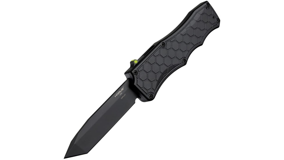 Hogue Exploit OTF Automatic, 3.5in Tanto Blade - Black PVD Finish Matte Black Aluminum Frame - Tritium Trigger, 34047