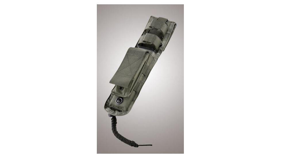 Hogue Gear Fixed Blade Full Sheath, Green w/ MOLLE Front Pouch 10.5in. OAL 35071
