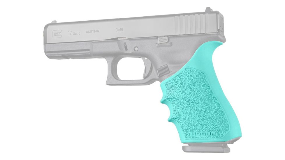 Hogue Glock HandAll Beavertail Grip Sleeve, Glock 17/17L/19X/34/34 MOS, Gen 1/2/5, Aqua, 17024