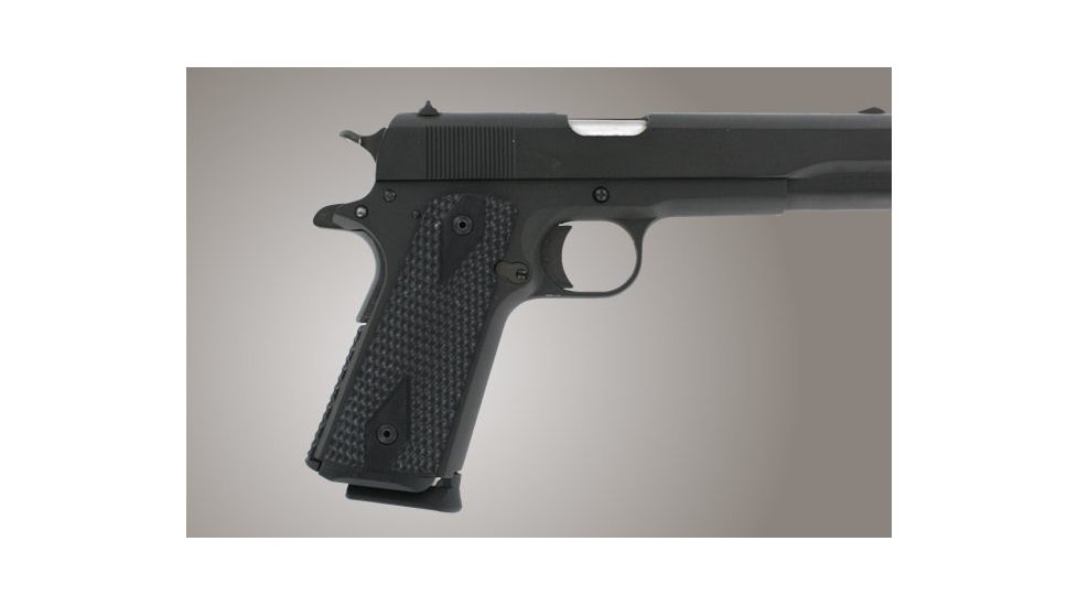 Hogue Govt. G-10 Magrip Kit - Piranha Grip Flat Mainspring Solid Black 01229