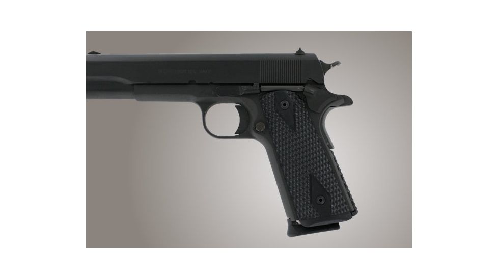Hogue Govt. G-10 Magrip Kit - Piranha Grip Flat Mainspring Solid Black 01229