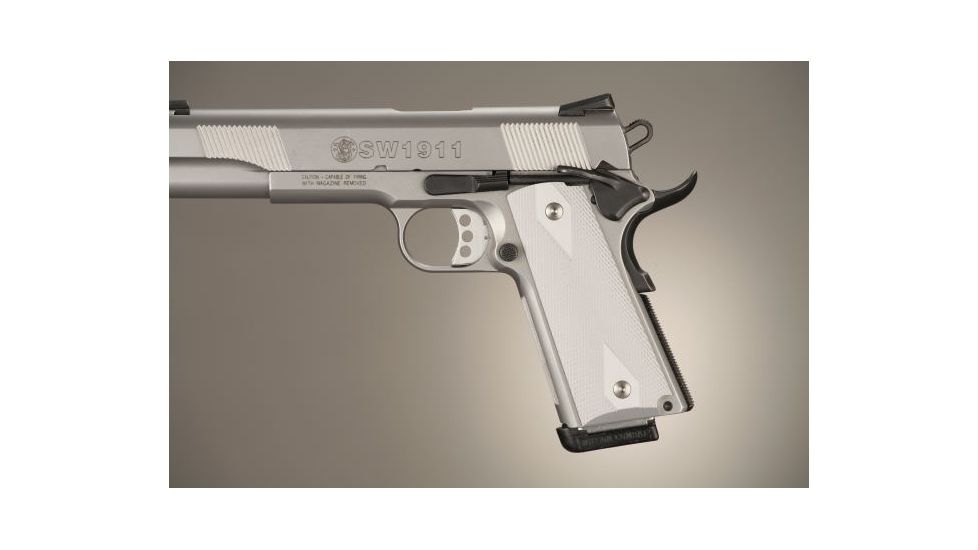 Hogue Govt. Model Checkered Aluminum - Matte Clear Anodized 45174