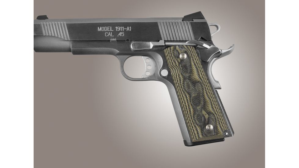 Hogue Govt. Model Checkered G-10 - G-Mascus OD Green Camo 45178