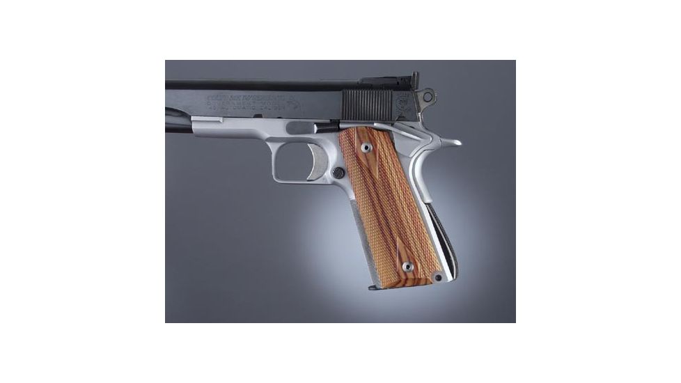 Hogue Govt. Model Tulipwood Ambi-Cut Checkered 45721