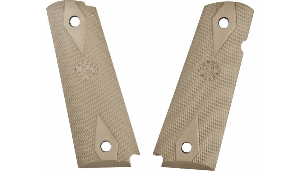 Hogue Govt Rubber Grip Panel Checkered, Diamonds, Desert Tan 45013