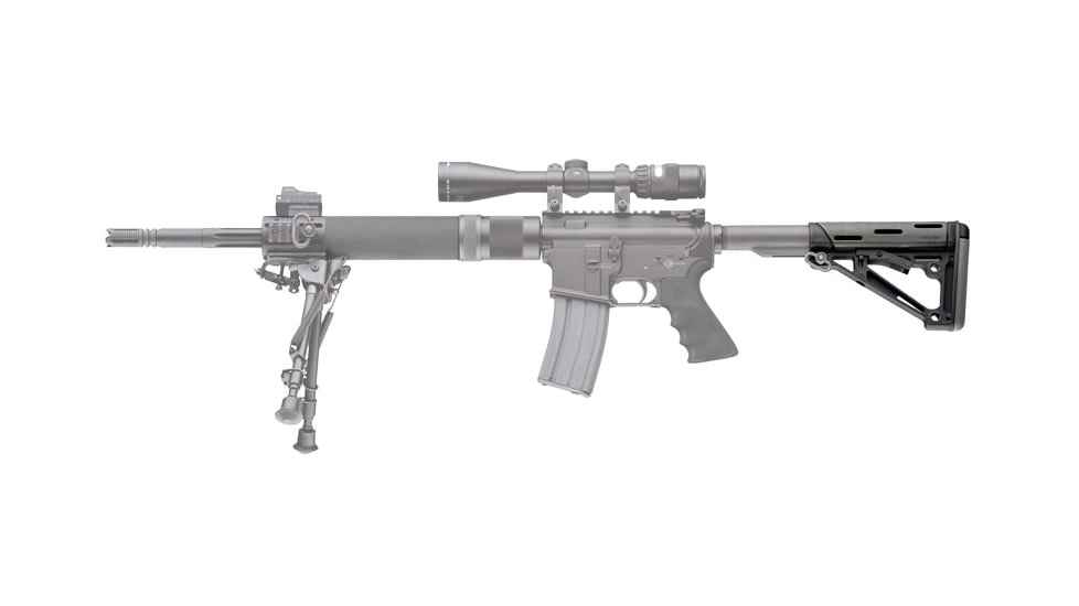 Hogue Grooved Beavertail Grip &amp; Collapsible Buttstock Kit, AR-15/M16, Commercial Buffer Tube, Slate Grey, Universal, 15555