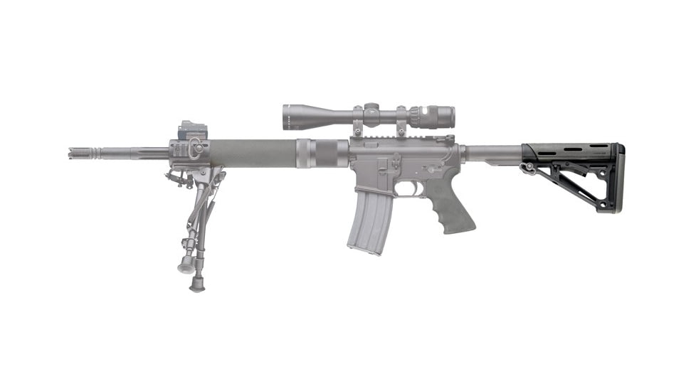 Hogue Grooved Beavertail Grip &amp; Collapsible Buttstock Kit, AR-15/M16, Mil-Spec Buffer Tube, Slate Grey, Universal, 15556