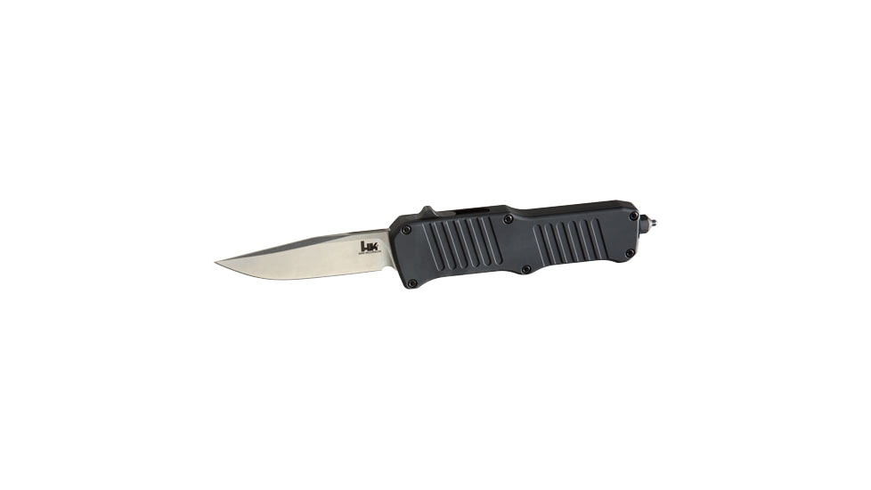 Hogue HK Mini Incursion Automatic Folding Knife, 2.95in, Stainless Steel, Clip Point Blade, Aluminum Matte Black, 54050H