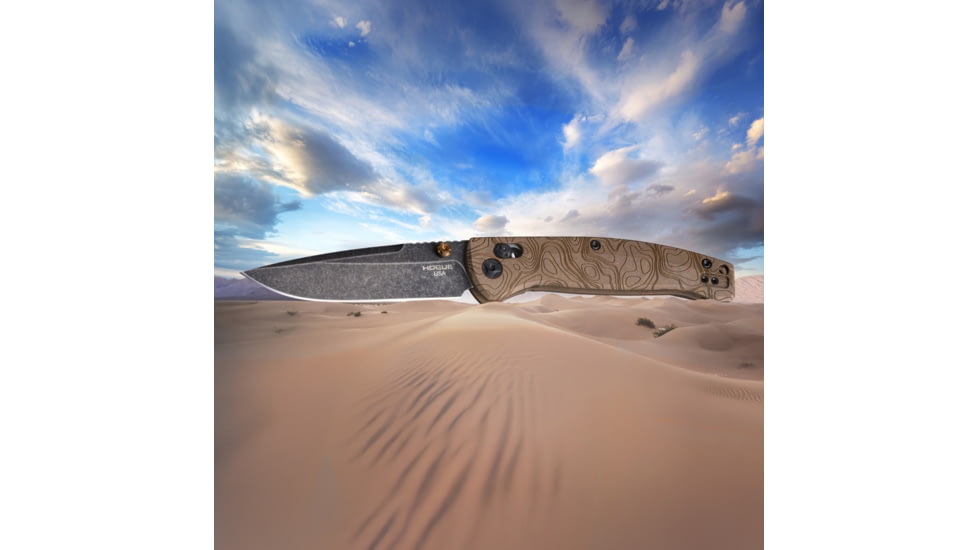 Hogue Mysto Folding Knife, 3.4in, CPM MagnaCut Stainless Steel, Drop Point, Richlite Brown Handle, Earth, 24453