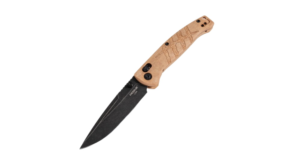 Hogue Mysto 3.4in ABLE Lock Folding Knife, CPM MagnaCut Stainless Steel, Drop Point Blade, Richlite Maple Valley/HH Slash Logo Handle, 24419