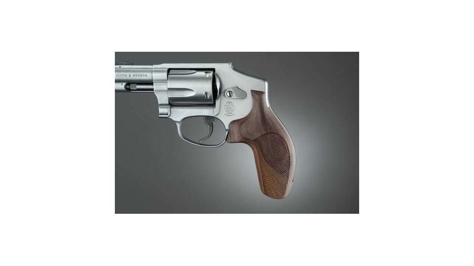 Hogue J Frame Round Butt, Pau Ferro No Finger Groove Checkered 60311