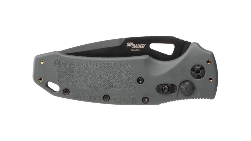 Hogue K320A Tactical Automatic Folding Knife, 3.5 in, Stainless Steel, Drop Point Blade, Grey Handle, 36332H
