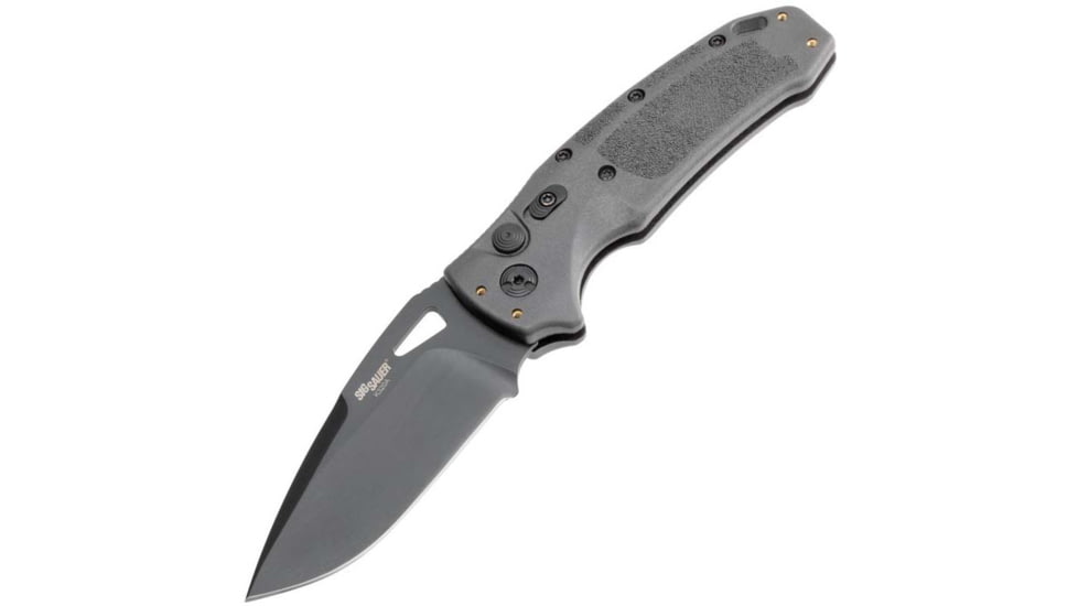 Hogue K320A Tactical Automatic Folding Knife, 3.5 in, Stainless Steel, Drop Point Blade, Grey Handle, 36332H