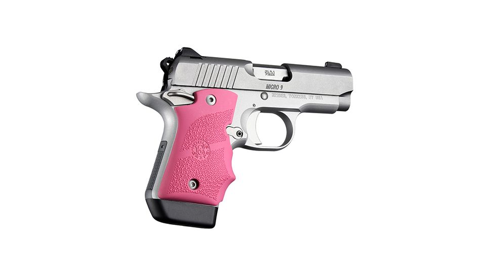 Hogue Kimber Micro 9 Ambidextrous Safety Rubber Grip with Finger Grooves, Pink, 39087