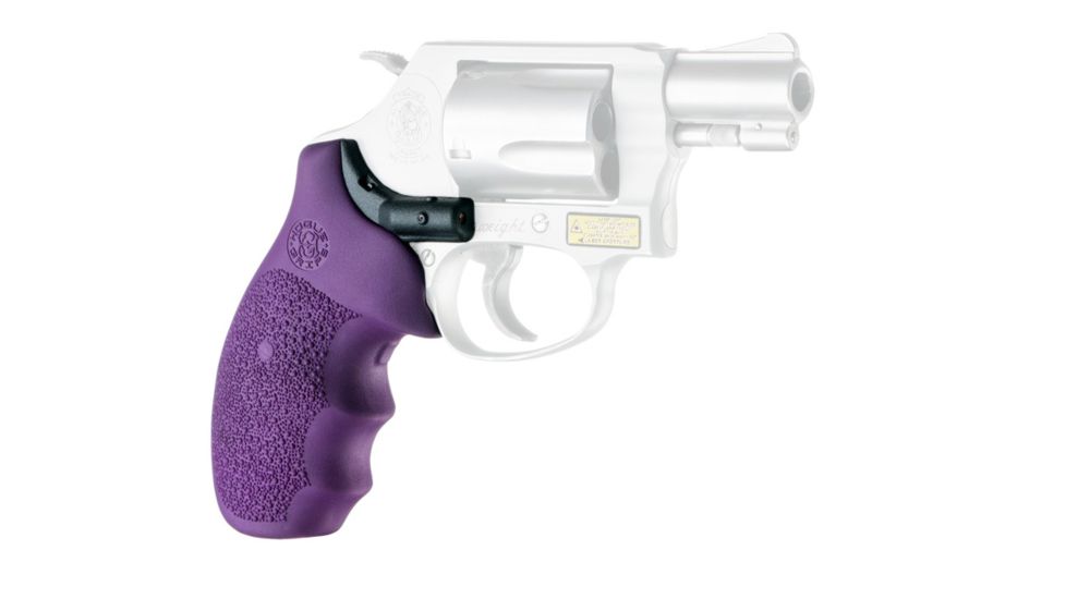 Hogue Laser Enhanced Grip, Smith and Wesson J Frame Round Butt Rubber Monogrip, Purple, 60086