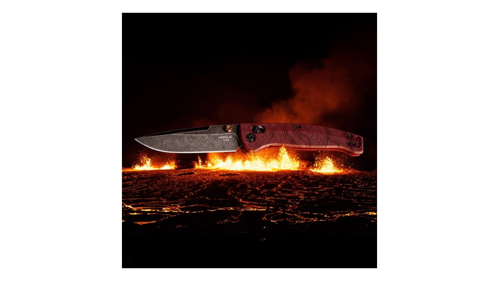 Hogue Mysto Element Folding Knife, 3.4in, CPM MagnaCut Stainless Steel, Clip Point, Richlite, Fire, 24452