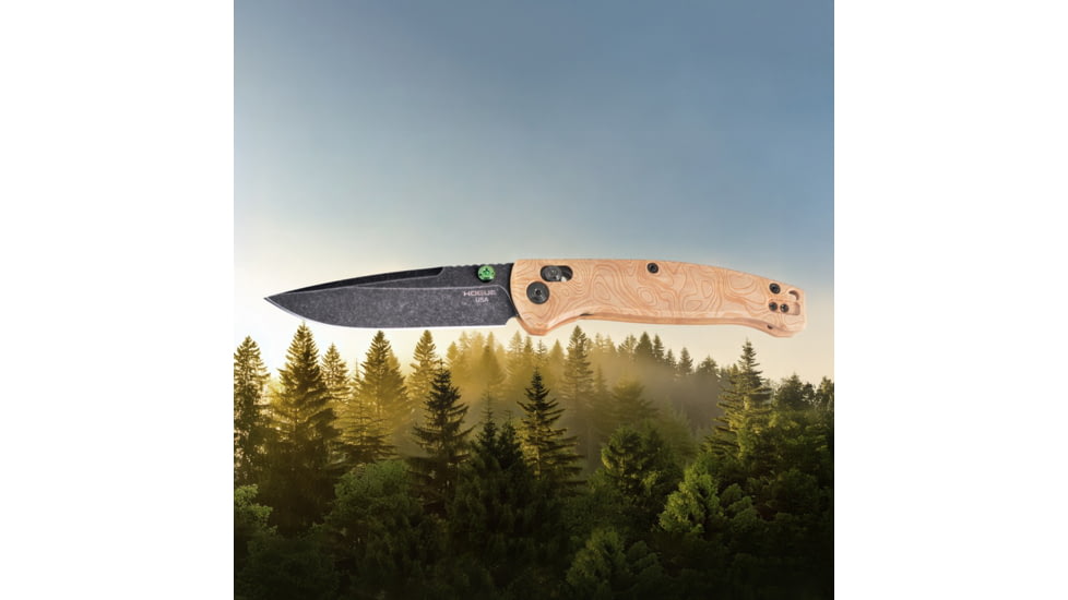 Hogue Mysto Element Folding Knife, 3.4in, CPM MagnaCut Stainless Steel, Clip Point, Richlite, Wood, Brown/Black, 24459