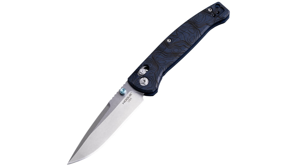 Hogue Mysto Folding Knife, 3.4in, CPM MagnaCut Stainless Steel, Clip Point, Blue Richlite Handle, 24456