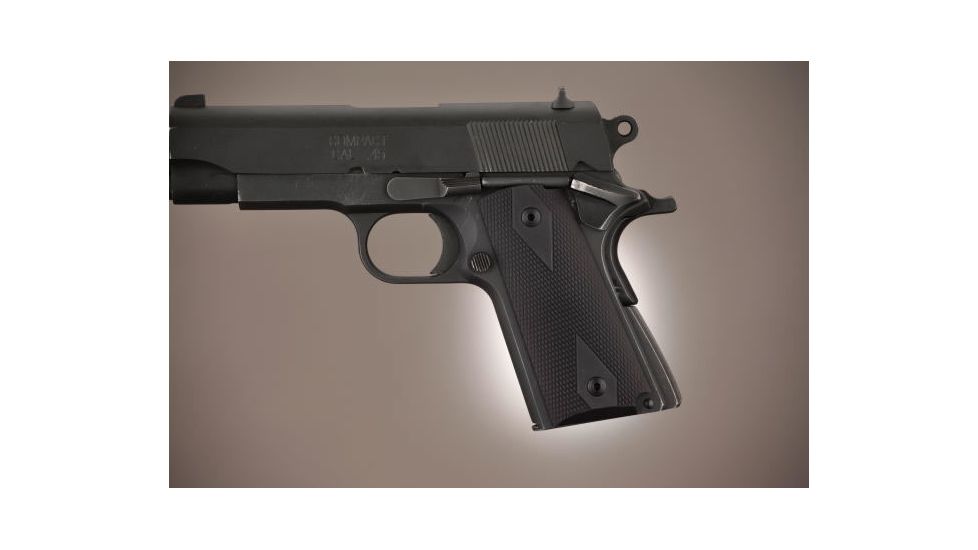 Hogue Officers Model Checkered Aluminum - Matte Black Anodized 43170