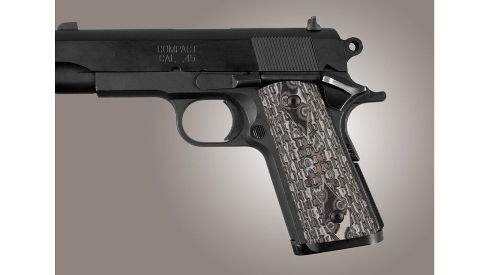 Hogue Officers Model S&amp;A Mag Well Chain Link G-10 - G-Mascus Black/Gray 43107-BLKGRY