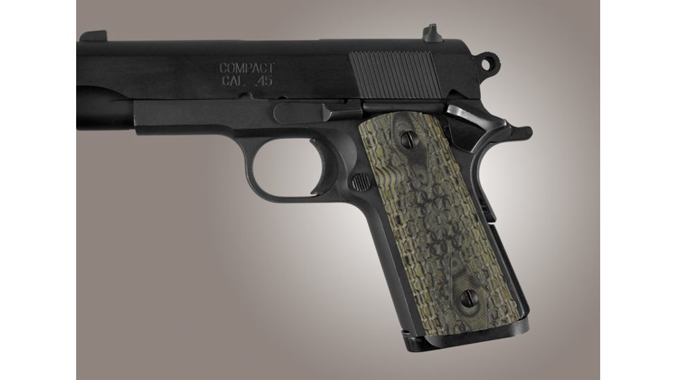 Hogue Officers Model S&amp;A Mag Well Chain Link G-10 - G-Mascus Green 43108